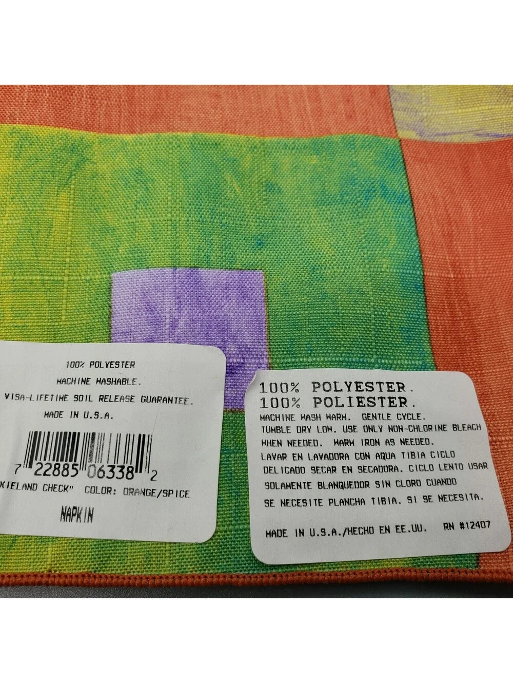 4 Napkins Dixieland Square NWT Home Wear USA Blue Yellow Orange
